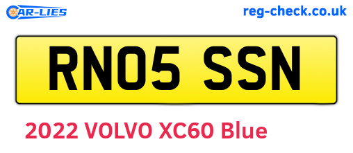 RN05SSN are the vehicle registration plates.