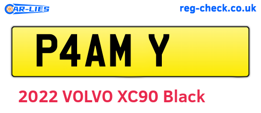 P4AMY are the vehicle registration plates.