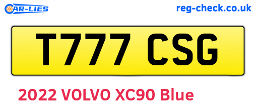 T777CSG are the vehicle registration plates.