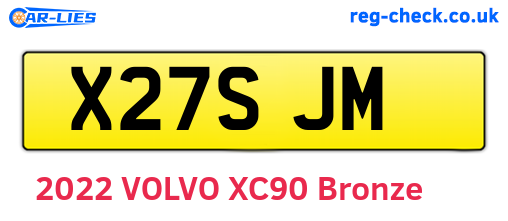 X27SJM are the vehicle registration plates.