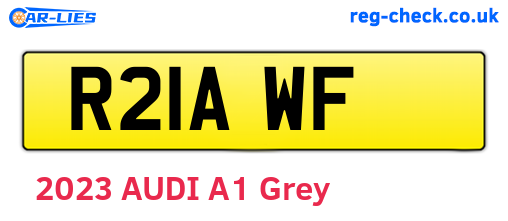 R21AWF are the vehicle registration plates.