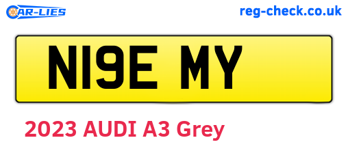 N19EMY are the vehicle registration plates.