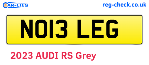NO13LEG are the vehicle registration plates.