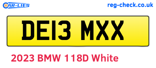DE13MXX are the vehicle registration plates.