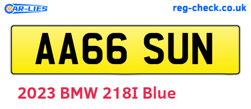 AA66SUN are the vehicle registration plates.
