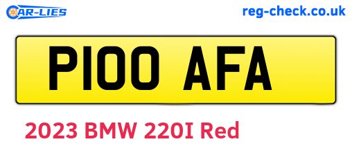 P100AFA are the vehicle registration plates.