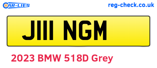 J111NGM are the vehicle registration plates.