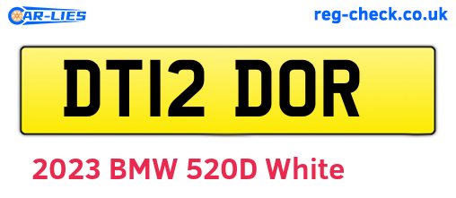 DT12DOR are the vehicle registration plates.