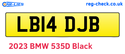 LB14DJB are the vehicle registration plates.