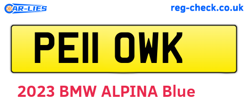 PE11OWK are the vehicle registration plates.