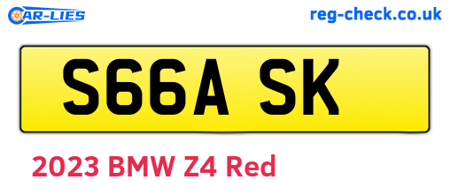 S66ASK are the vehicle registration plates.