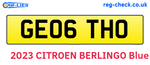 GE06THO are the vehicle registration plates.