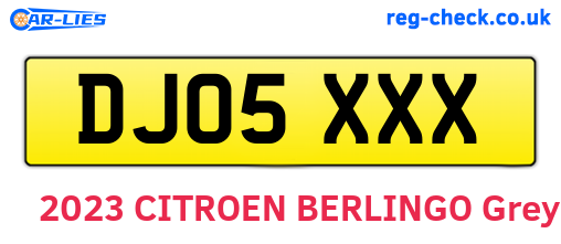 DJ05XXX are the vehicle registration plates.