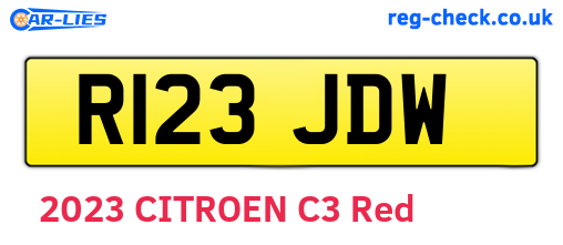 R123JDW are the vehicle registration plates.