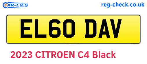 EL60DAV are the vehicle registration plates.