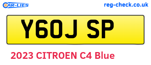 Y60JSP are the vehicle registration plates.