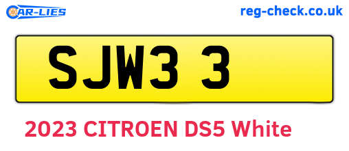 SJW33 are the vehicle registration plates.
