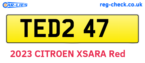 TED247 are the vehicle registration plates.