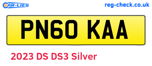 PN60KAA are the vehicle registration plates.