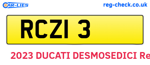 RCZ13 are the vehicle registration plates.