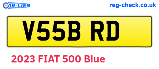 V55BRD are the vehicle registration plates.