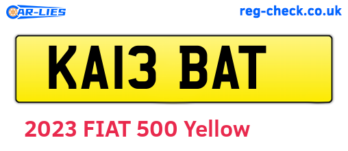 KA13BAT are the vehicle registration plates.