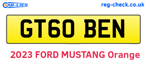 GT60BEN are the vehicle registration plates.
