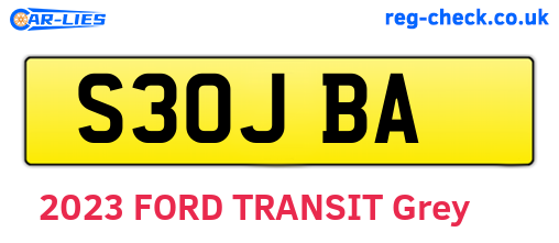 S30JBA are the vehicle registration plates.