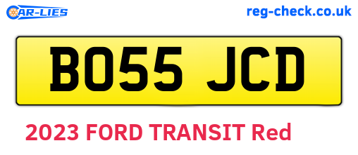 BO55JCD are the vehicle registration plates.