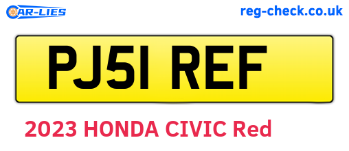 PJ51REF are the vehicle registration plates.