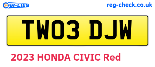 TW03DJW are the vehicle registration plates.