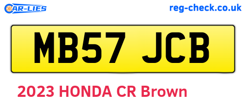 MB57JCB are the vehicle registration plates.