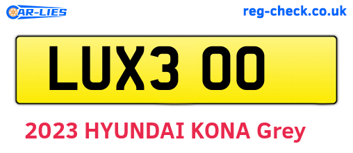 LUX300 are the vehicle registration plates.