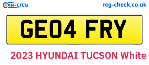 GE04FRY are the vehicle registration plates.