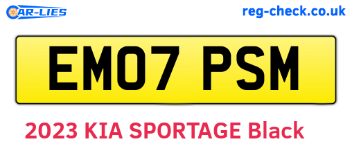 EM07PSM are the vehicle registration plates.