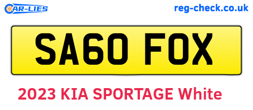 SA60FOX are the vehicle registration plates.