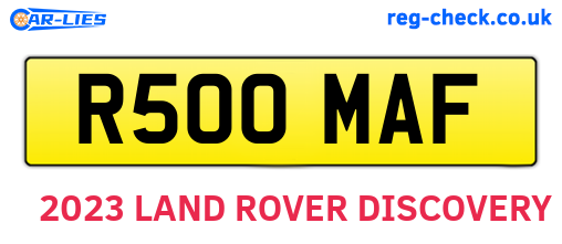 R500MAF are the vehicle registration plates.
