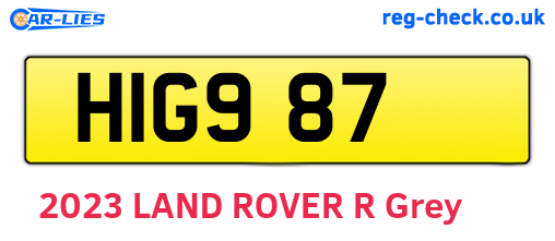 HIG987 are the vehicle registration plates.