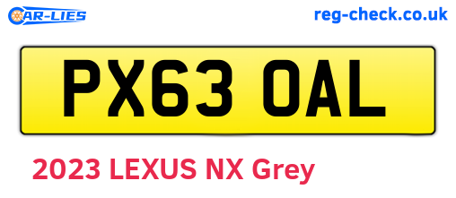 PX63OAL are the vehicle registration plates.