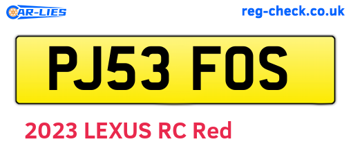 PJ53FOS are the vehicle registration plates.