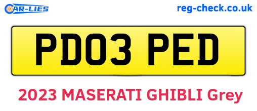 PD03PED are the vehicle registration plates.