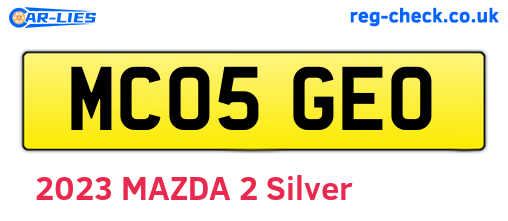 MC05GEO are the vehicle registration plates.