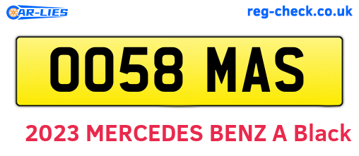 OO58MAS are the vehicle registration plates.