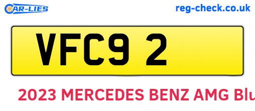 VFC92 are the vehicle registration plates.