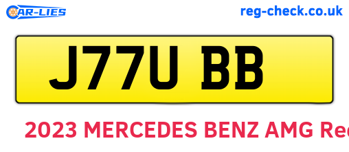 J77UBB are the vehicle registration plates.