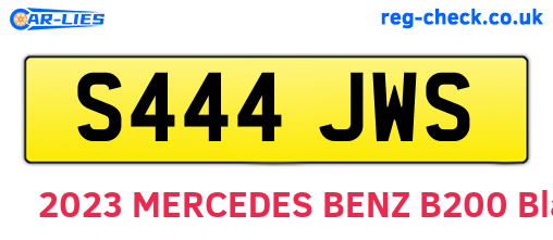 S444JWS are the vehicle registration plates.