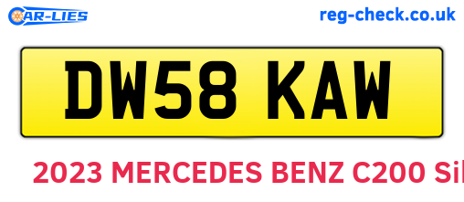 DW58KAW are the vehicle registration plates.