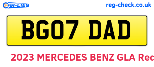 BG07DAD are the vehicle registration plates.