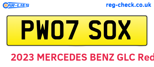 PW07SOX are the vehicle registration plates.