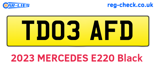 TD03AFD are the vehicle registration plates.